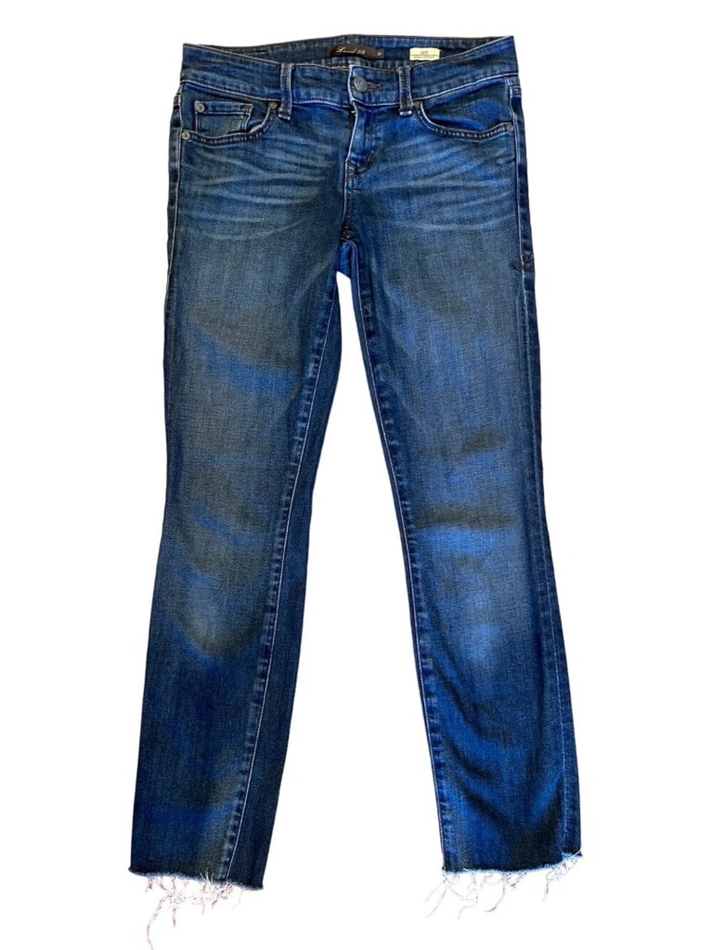 Level 99 Lily Skinny Straight Cropped Jeans Women's 26 Frayed Hem Denim Chic